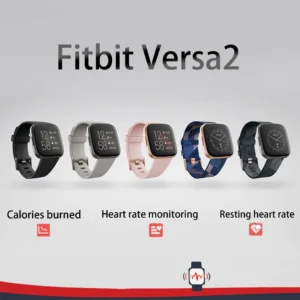 ساعة Fitbit Versa 2 للصحة واللياقة البدنية مع معدل ضربات القلب والموسيقى ومدمجة