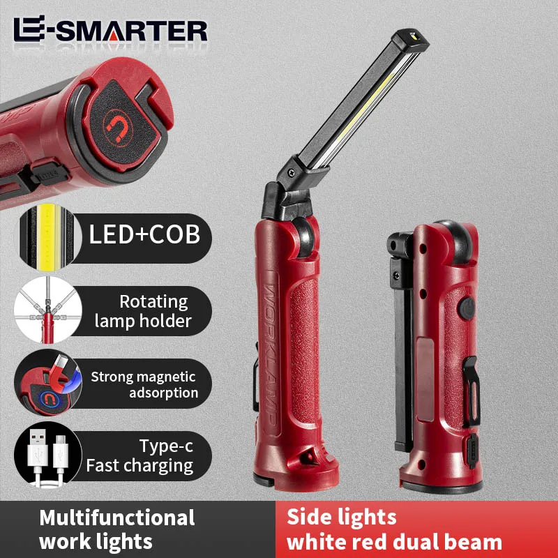 كشاف LED قابل للشحن والطي للكشتات 1 COB LED ضوء العمل قابلة للشحن مصباح يدوي قابل للطي في الهواء الطلق سيارة مخيمات