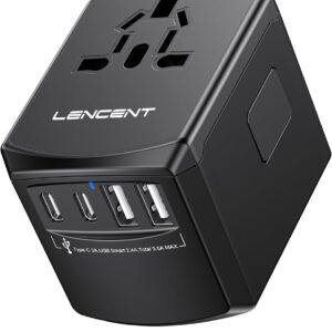 محول سفر عالمي لانسينت بمنافذ USB-C وUSB-A